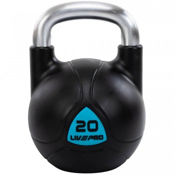Гиря цельная с полиуретановым покрытием и хромированной ручкой LiveUp LP8040-20 вес 20кг черный