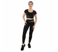 Костюм спортивный женский для фитнеса и тренировок лосины и кроп-топ SP-Sport D013-K002 S-XL Черный