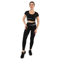 Костюм спортивный женский для фитнеса и тренировок лосины и кроп-топ SP-Sport D013-K002 S-XL Черный