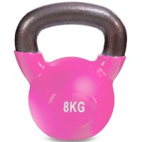 Гиря тренировочная цельная чугунная с виниловым покрытием Zelart TA-5161-8 вес 8кг синий, розовый Розовый