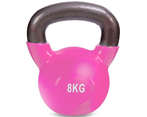 Гиря тренировочная цельная чугунная с виниловым покрытием Zelart TA-5161-8 вес 8кг синий, розовый Розовый