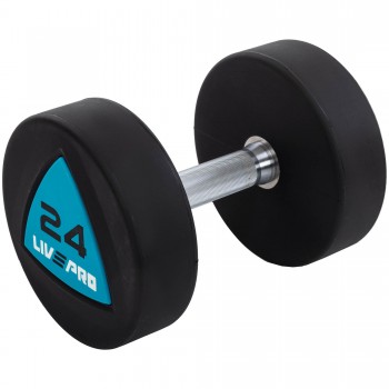Гантели цельные профессиональные с полиуретановым покрытием LiveUp LP8002-24 2шт по 24кг черный-синий Гантели цельные профессиональные с полиуретановым покрытием LiveUp LP8002-24 2шт по 24кг черный-синий