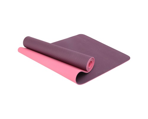 Коврик для йоги и фитнеса TPE двухслойный SP-Planeta FI-3046-650 183x61x0,6см Фиолетовый-розовый