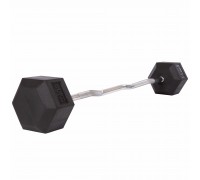 Штанга фиксированная изогнутая обрезиненная Rubber Hexagon Barbell Zelart TA-6231-50 длина-95см 50кг черный