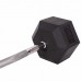 Штанга фиксированная изогнутая обрезиненная Rubber Hexagon Barbell Zelart TA-6231-50 длина-95см 50кг черный