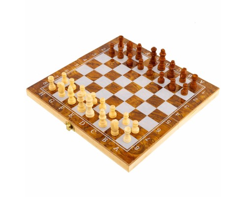 Шахматы шашки нарды 3 в 1 набор настольных игр деревянные SPRINTER 9029 размер 29,5см x 29,5м
