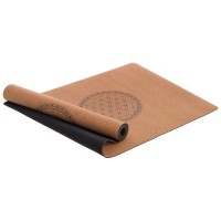 Коврик для йоги Пробковый каучуковый двухслойный Yoga mat Record FI-7156-8 183x61мx0.4cм с принтом Мандала коричневый