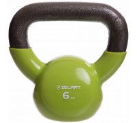 Гиря тренировочная цельная чугунная с виниловым покрытием Zelart TA-2680-6 вес 6кг Зеленый