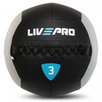 Мяч набивной медицинский для кроссфита WALL BALL LiveUp LP8100-3 3кг черный-серый
