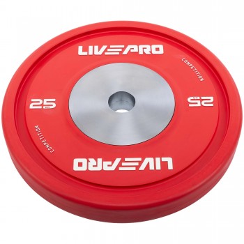 Бамперные диски резиновые Bumper Plates LiveUp LP8335-25 ø50.5мм 25кг красный
