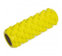Роллер массажный цилиндр (ролик мфр) заполненный пеной 36см Grid Bubble Roller Zelart FI-5714 Лимонный
