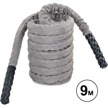 Канат для кроссфита в защитном рукаве BATTLE ROPE Zelart FI-5719-9 9м серый