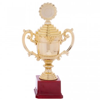 Кубок спортивный с ручками и крышкой SP-Sport C-896-3B высота 29,5см золотой