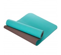 Коврик для йоги и фитнеса TPE SP-Planeta FI-3046 183x61x0,6см Бирюзовый-серый