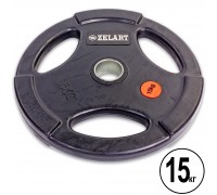 Блины (диски) обрезиненные Zelart Z-HIT TA-5160-15 51мм 15кг черный Блины (диски) обрезиненные Zelart Z-HIT TA-5160-15 51мм 15кг черный
