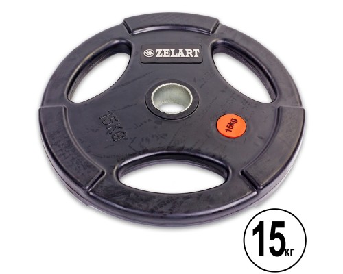 Блины (диски) обрезиненные Zelart Z-HIT TA-5160-15 51мм 15кг черный