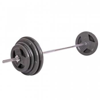 Штанга прямая со стальными блинами SP-Sport TA-2431-115 длина-1,8м 28мм 115кг графитовый-серый