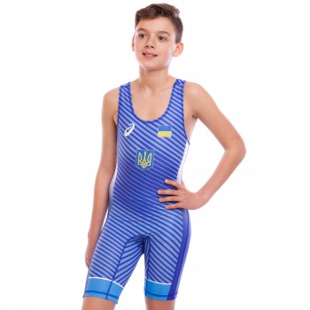 Трико для борьбы UKRAINE SP-Sport JY-6602 рост 120-180см Синий-голубой