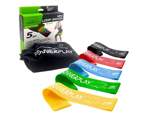 Резинки для фітнесу PowerPlay 4113 Mini Power Band Set набір із 5 шт.  (від 1 до 20 кг)