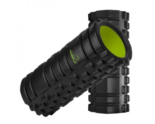 Масажний ролик (роллер) PowerPlay 4025 Massage Roller Чорно-зелений (33x15см.)