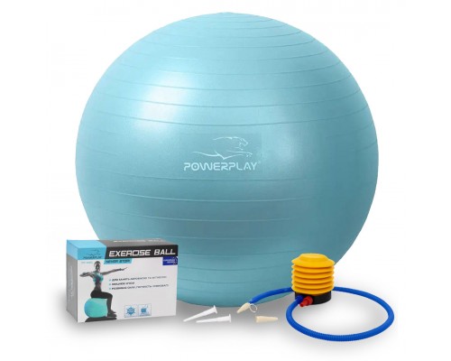 М'яч для фітнесу (фітбол) PowerPlay 4001 Ø65 cm Gymball  М'ятний + помпа