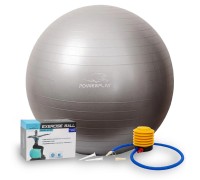 М'яч для фітнесу (фітбол) PowerPlay 4001 Ø75 cm Gymball  Сріблястий + помпа