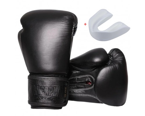 Боксерські рукавиці PowerPlay 3014 Indiana Чорні (натуральна шкіра) 16 унцій