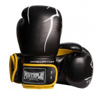 Боксерські рукавиці PowerPlay 3018 Jaguar Чорно-Жовті 10 унцій
