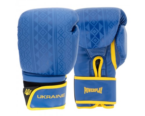 Боксерські рукавиці PowerPlay 3021 Ukraine Синьо-Жовті 10 унцій