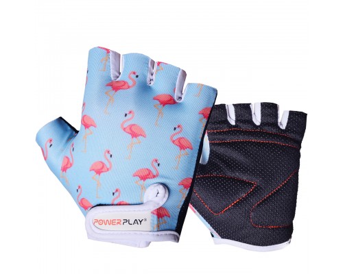 Велорукавички PowerPlay 001 Фламінго Блакитні XS