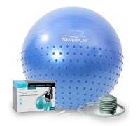 М'яч для фітнесу (фітбол) напівмасажний PowerPlay 4003 Ø65 cm Gymball  Синій + помпа