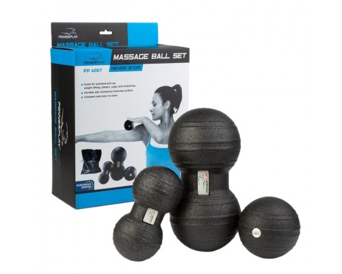 Набір масажних м'ячиків PowerPlay 4007 EPP Massage Ball Чорні (3 шт.)