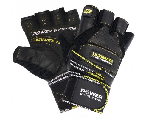 Рукавички для фітнесу Power System PS-2810 Ultimate Motivation Black/Yellow Line M
