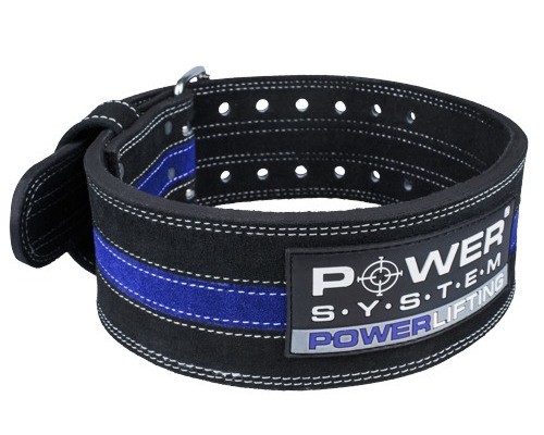 Пояс для пауерліфтингу Power System PS-3800  PowerLifting шкіряний Black/Blue Line XXL