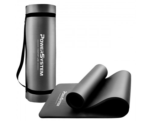 Килимок для йоги та фітнесу Power System PS-4017 NBR Fitness Yoga Mat Plus Black (180х61х1)