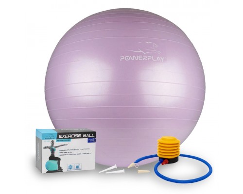 М'яч для фітнесу (фітбол) PowerPlay 4001 Ø65 cm Gymball  Ліловий + помпа
