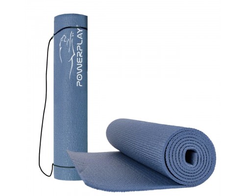 Килимок для йоги та фітнесу PowerPlay 4010 PVC Yoga Mat Темно-синій (173x61x0.6)