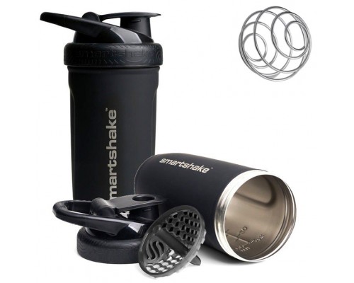 Шейкер спортивний SmartShake металевий Reforce Stainless Steel 30oz/900ml Black