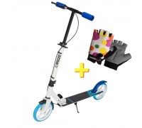 Самокат із ручним тормозом Razzo CITY 200 мм. алюмінієвий HUL1-200 White/Blue