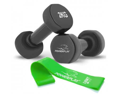 Гантель вінілова PowerPlay 4125 Achilles 2*2 кг. Чорні (2шт.)