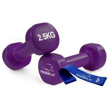 Гантелі вінілові PowerPlay 4125 Achilles 2*2.5 кг. Фіолетові (пара - 2шт.)