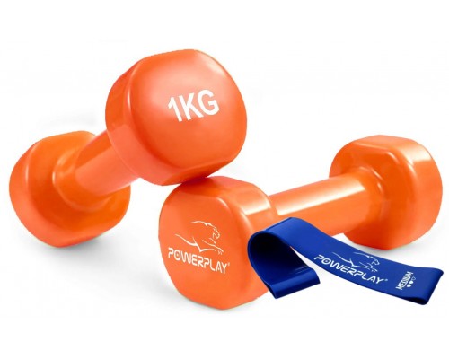 Гантелі вінілові PowerPlay 4125 Achilles 2*1 кг. Помаранчеві (пара - 2шт.)