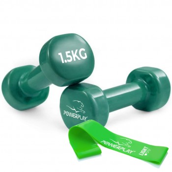 Гантель вінілова PowerPlay 4125 Achilles 2*1,5 кг. Зелені (2шт.) Гантель вінілова PowerPlay 4125 Achilles 2*1,5 кг. Зелені (2шт.)
