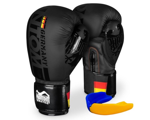 Боксерські рукавиці Phantom Germany Black 16 унцій (капа в подарунок)