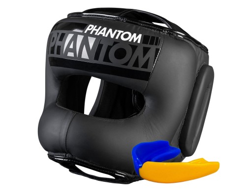 Боксерський шолом Phantom APEX Face Saver Black (капа в подарунок)
