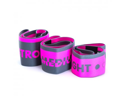 Набір тканевих гумок для фітнесу та спорту MadMax MFA-305 Hiploop set 3 pcs. Grey/Pink