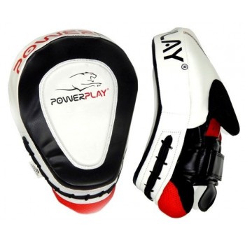 Лапы боксерские PowerPlay 3042 черно-белые PU [пара]