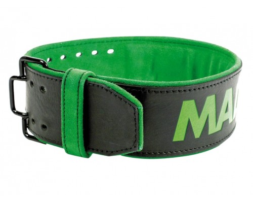 Пояс для важкої атлетики MadMax MFB-302 Quick Release Belt  шкіряний Black/Green XXL