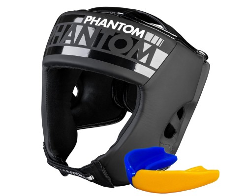 Боксерський шолом Phantom APEX Open Face Head Protection Black (капа в подарунок)