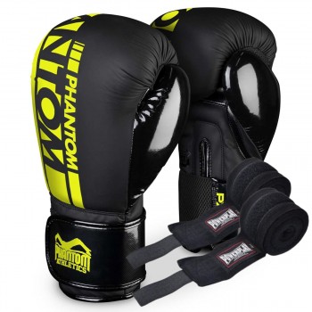 Боксерські рукавиці Phantom APEX Elastic Neon Black/Yellow 16 унцій  (Бинти 4м. в подарунок) Боксерські рукавиці Phantom APEX Elastic Neon Black/Yellow 16 унцій  (Бинти 4м. в подарунок)